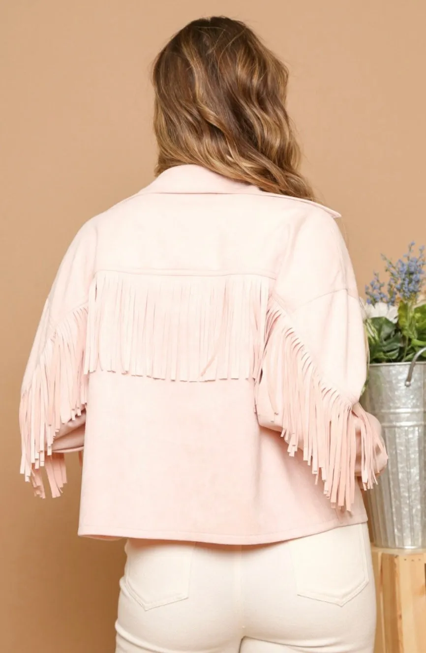 Nashville Blush Suede Fringe Jacket