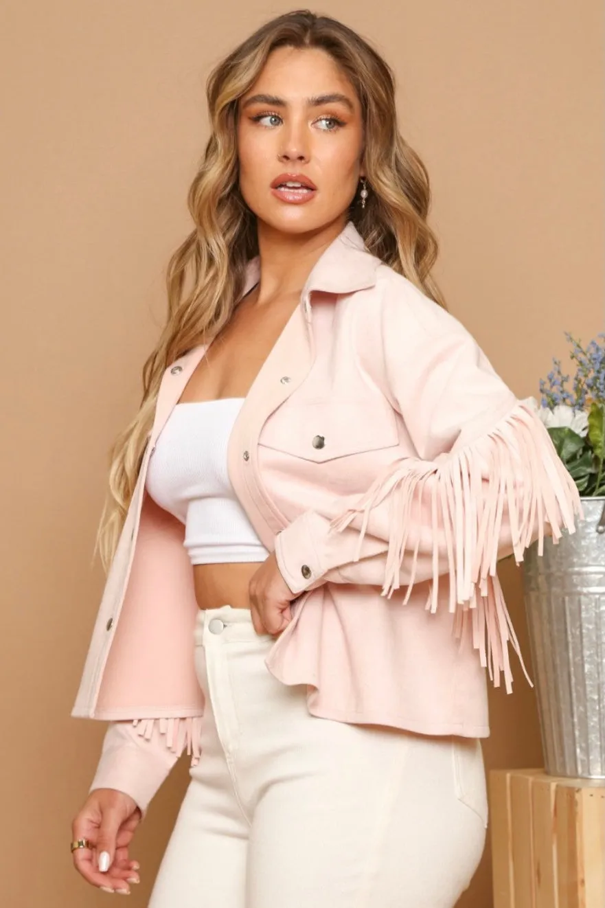 Nashville Blush Suede Fringe Jacket