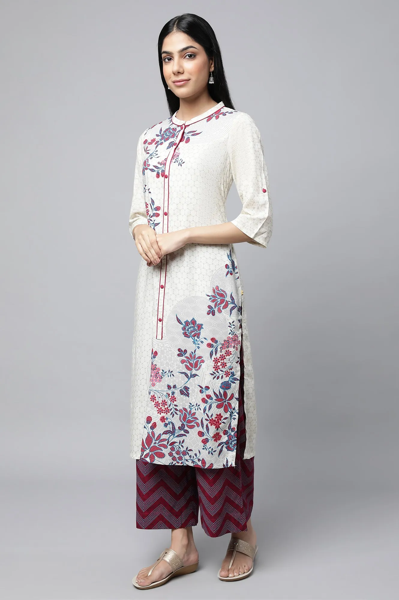 Natural Printed kurta with Culottes Set