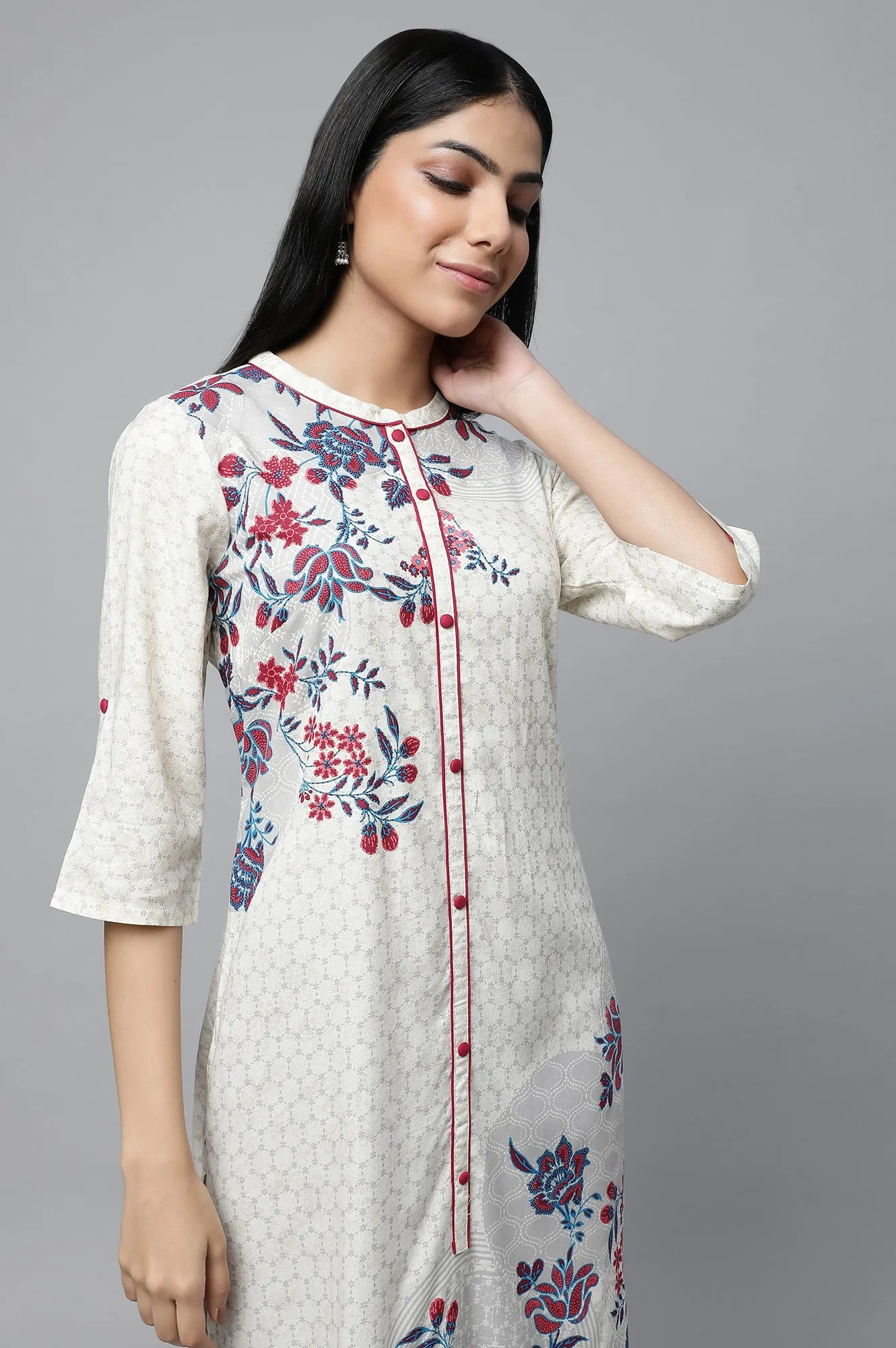Natural Printed kurta with Culottes Set