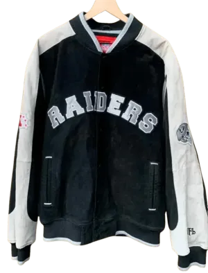 NFL Raiders Suede Leather Varsity Jacket