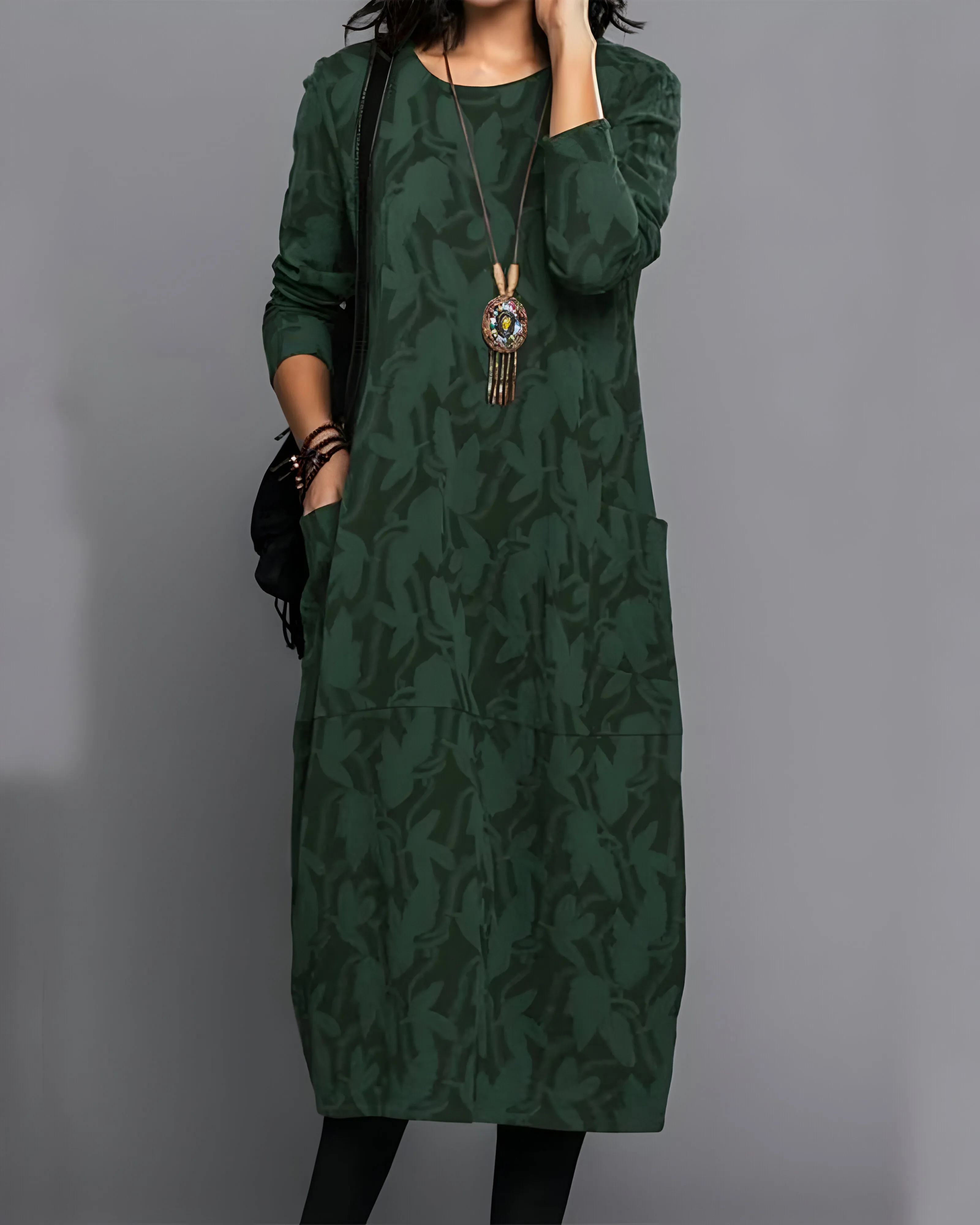Nobility - Printed long sleeve pocket dress