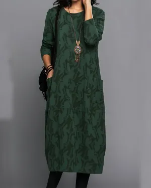 Nobility - Printed long sleeve pocket dress