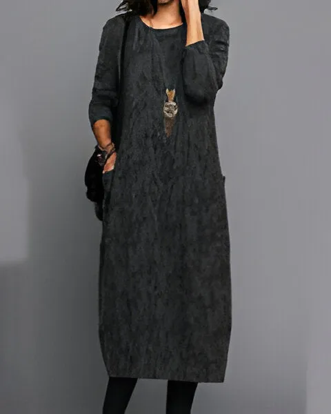 Nobility - Printed long sleeve pocket dress
