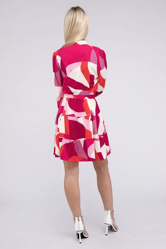 Notched neck Belted Dress