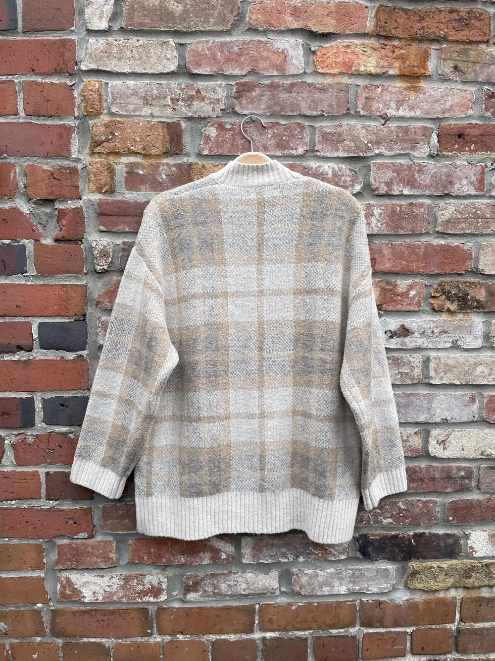 oak   fort oversized plaid knit cardigan