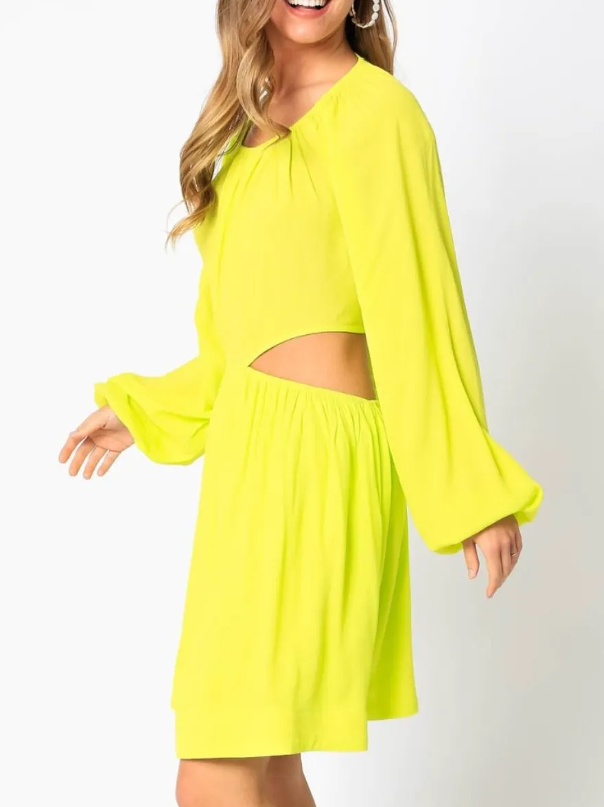 Open Back Bubble Sleeve Dress
