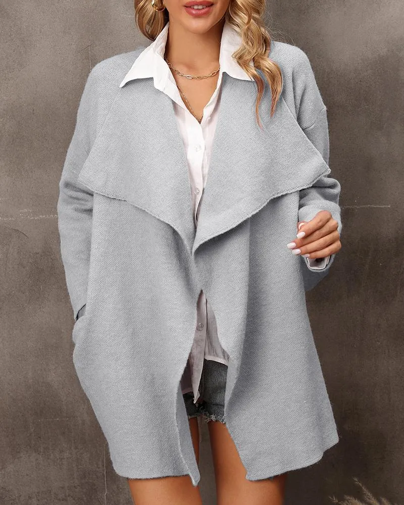 Open Front Long Sleeve Knit Cardigan