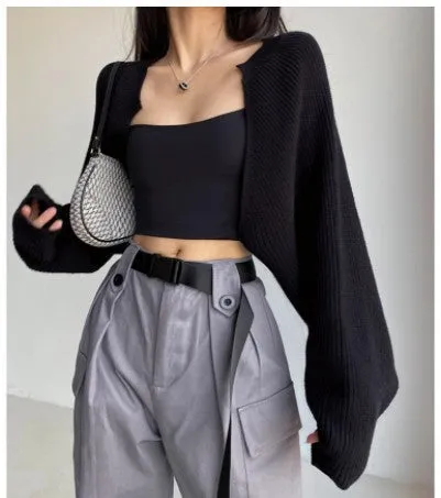 Open Front Long Sleeve Knit Cardigan