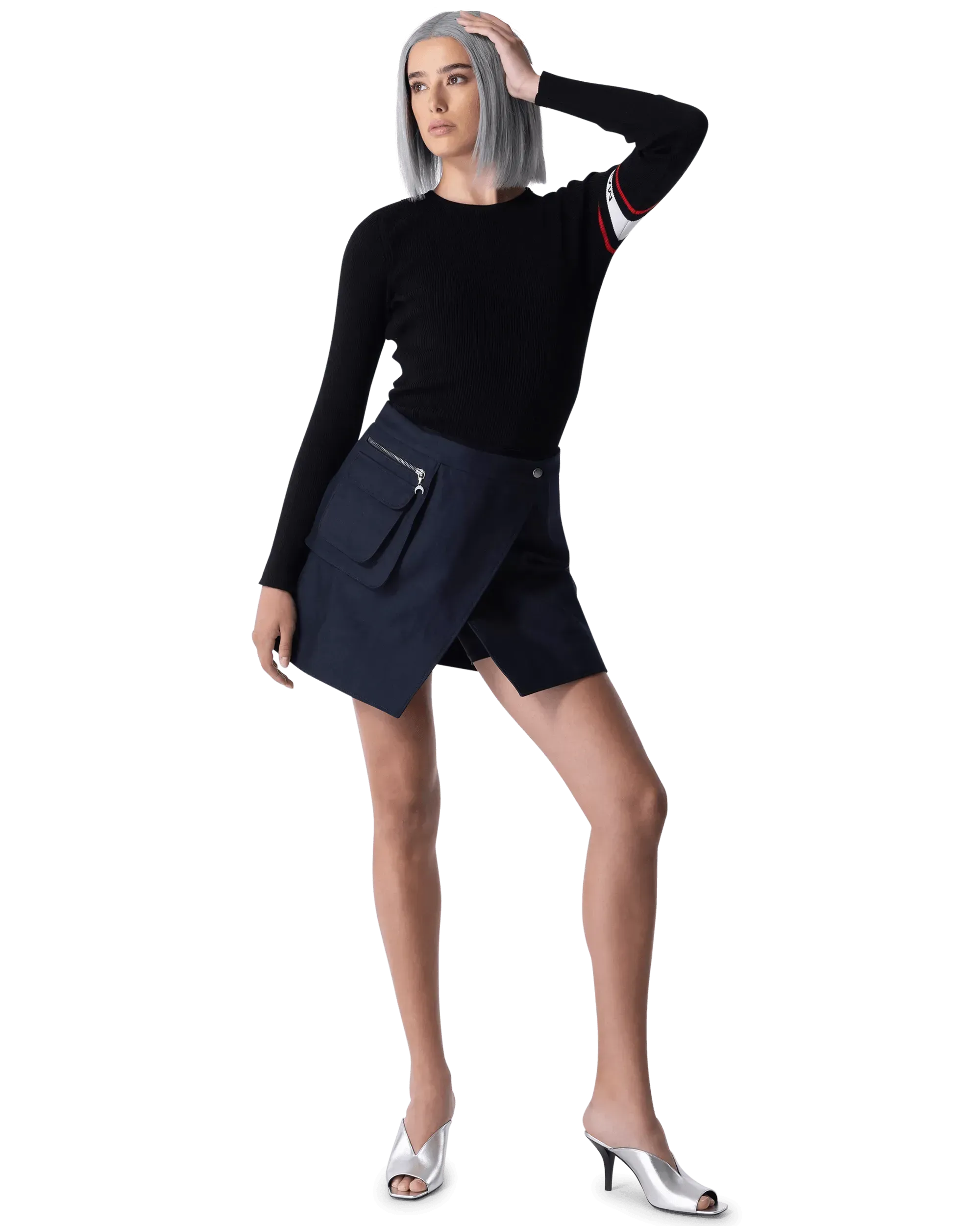 Openback Ribbed Crewneck Sweater