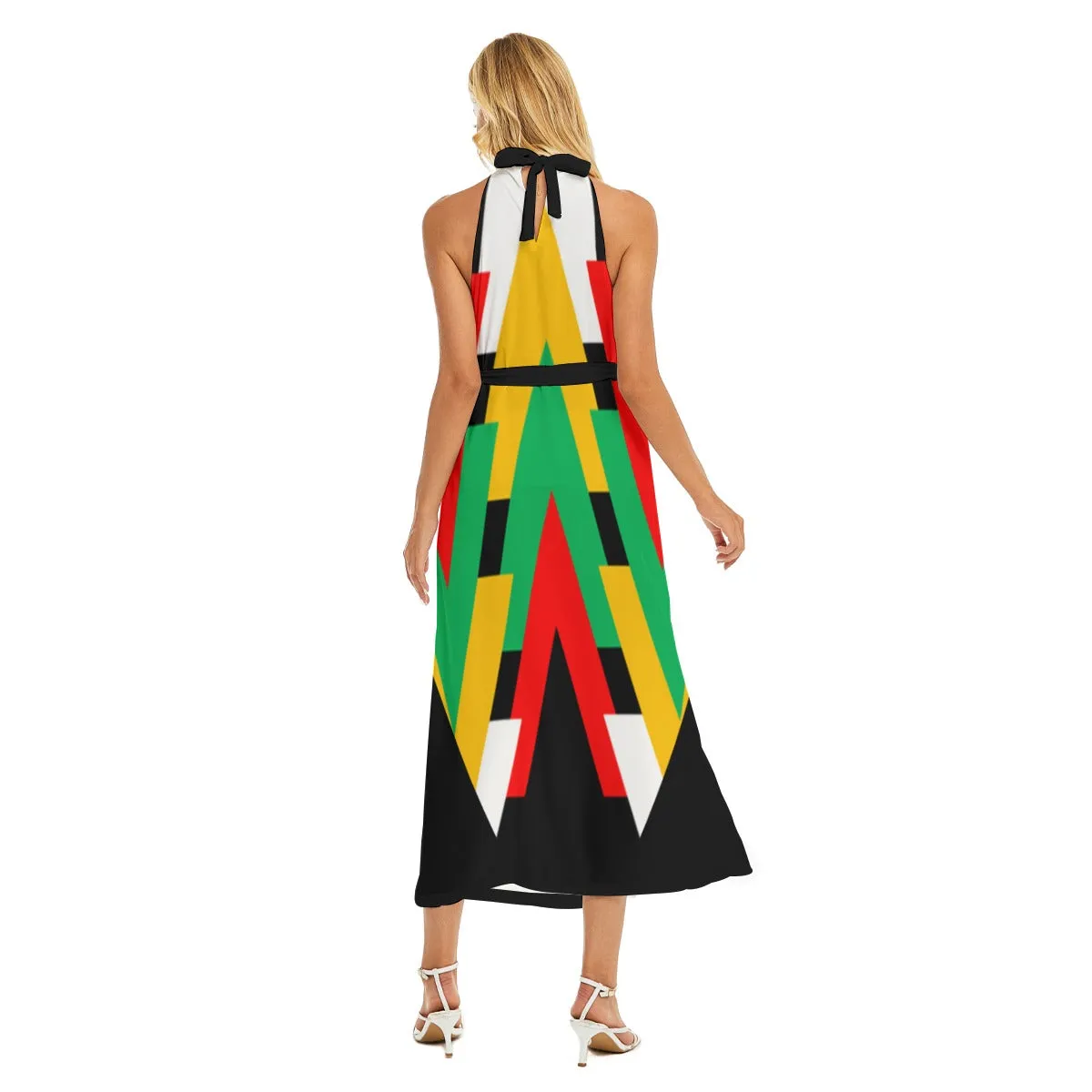 Origen Destination Women's Wrap Hem Belted Halter Dress