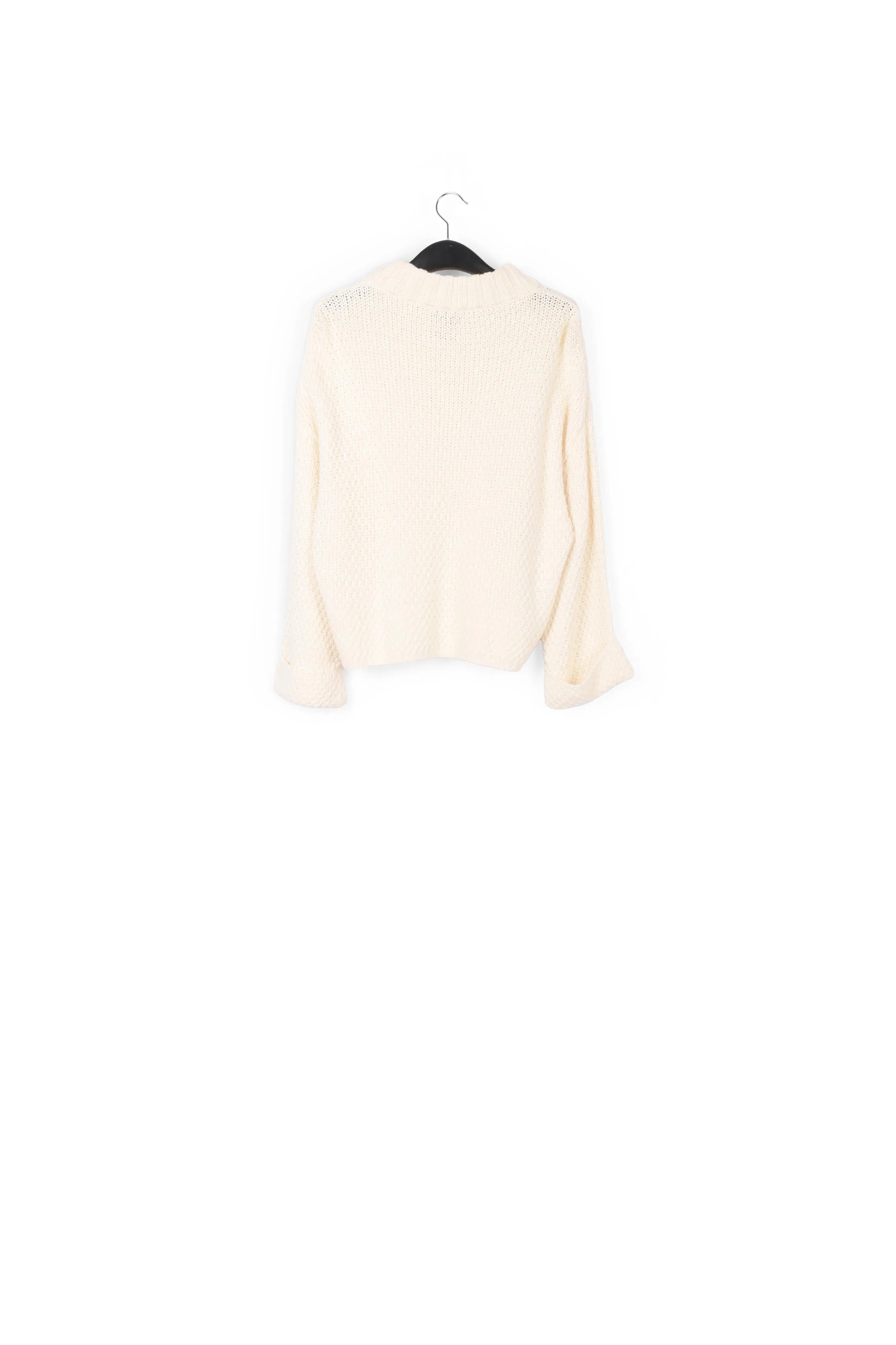 Oversized cable-knit wool blend sweater in off-white