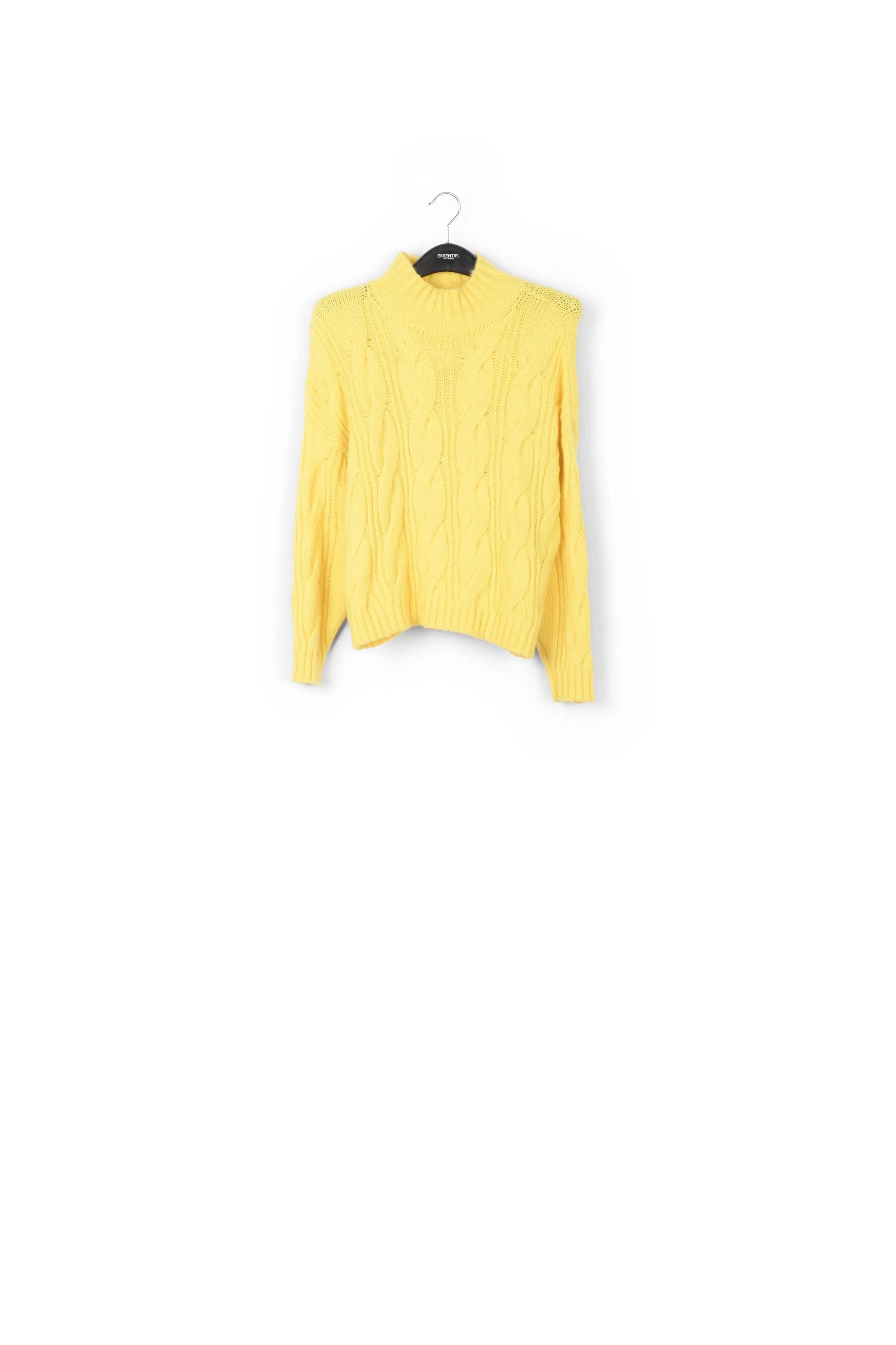 Pastel yellow cable-knit sweater