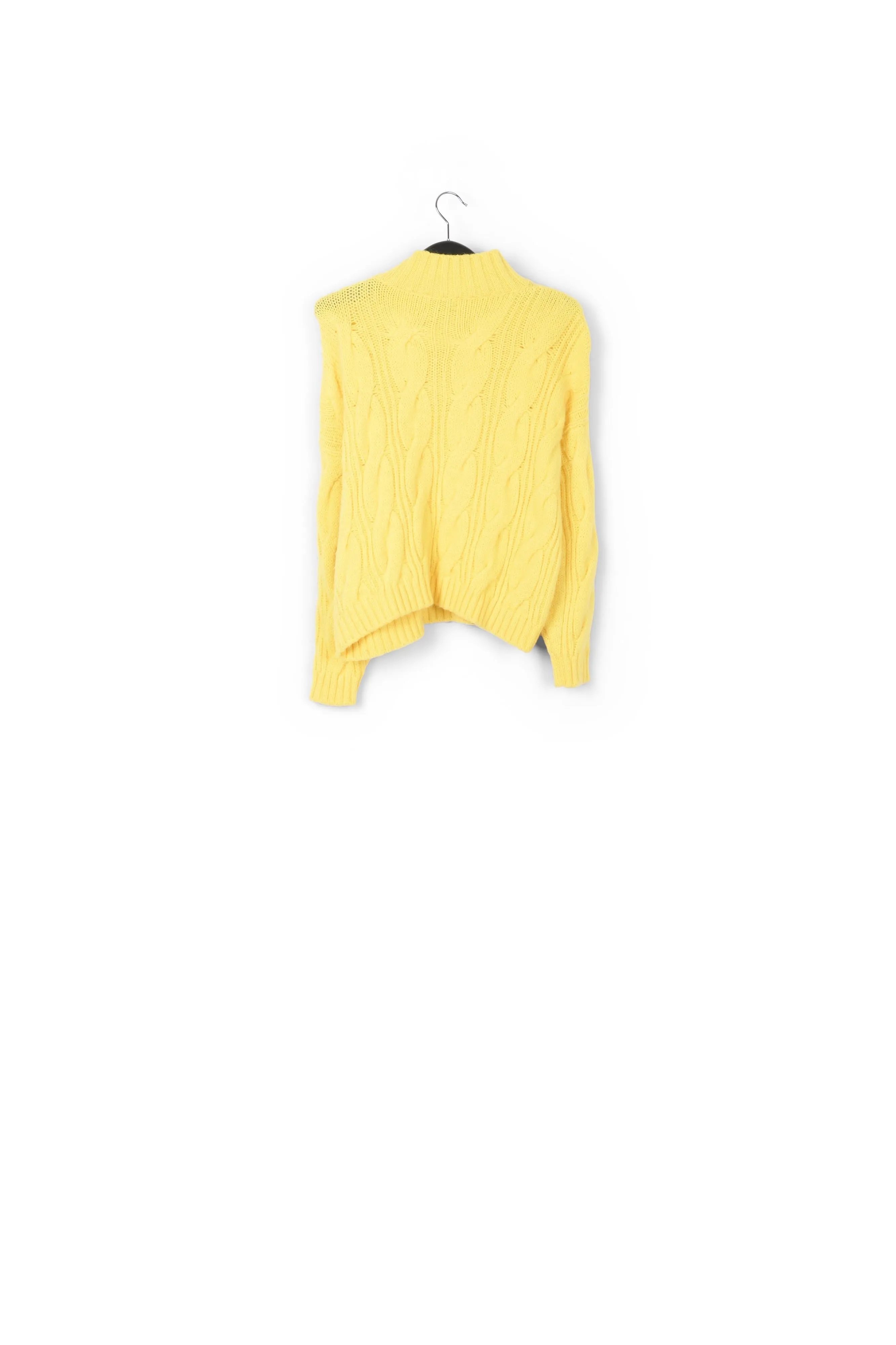 Pastel yellow cable-knit sweater