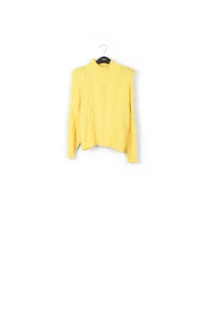 Pastel yellow cable-knit sweater