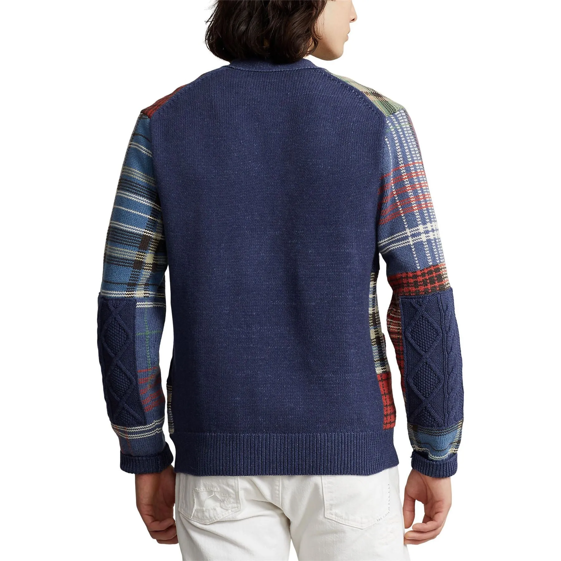 Patchwork Cotton Cardigan Navy Multi