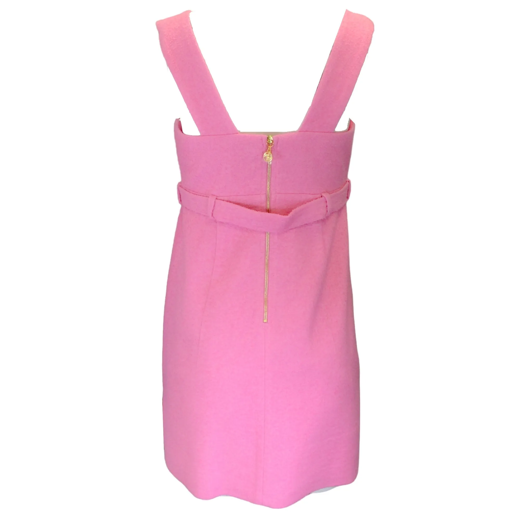 Patou Begonia Pink Cotton-Blend Tweed Corsage Belted Mini Dress