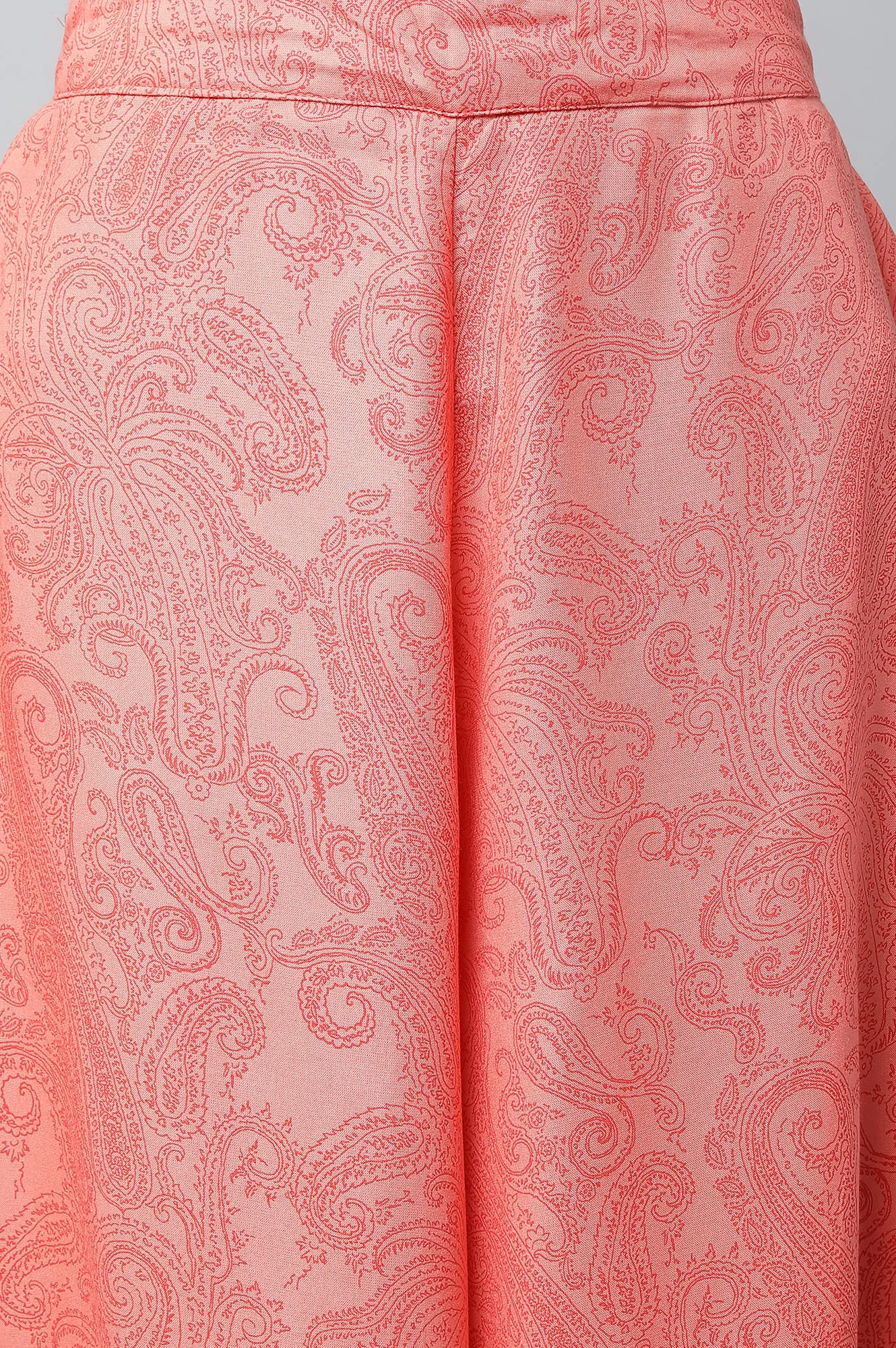 Peach Festive kurta with Culottes & Dupatta Set