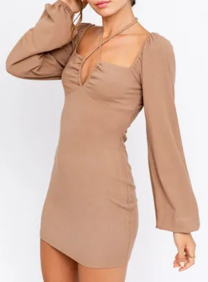 Peasant Halter Key Hole Mini Dress