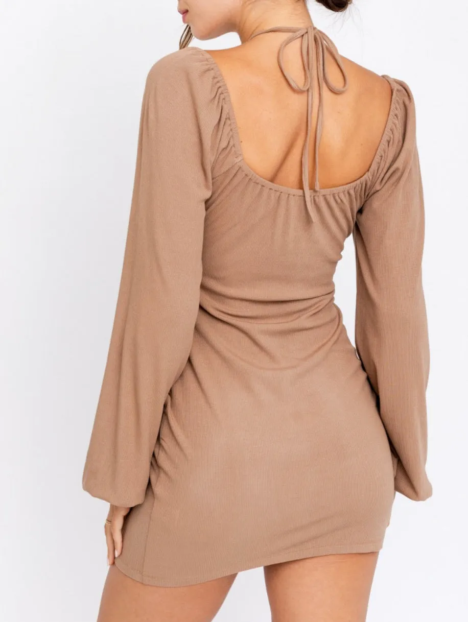 Peasant Halter Key Hole Mini Dress