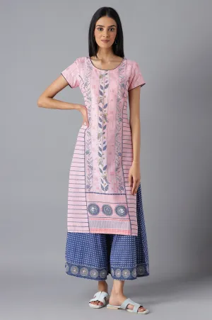 Pink Moder Ethnic Kurta & Culottes Set