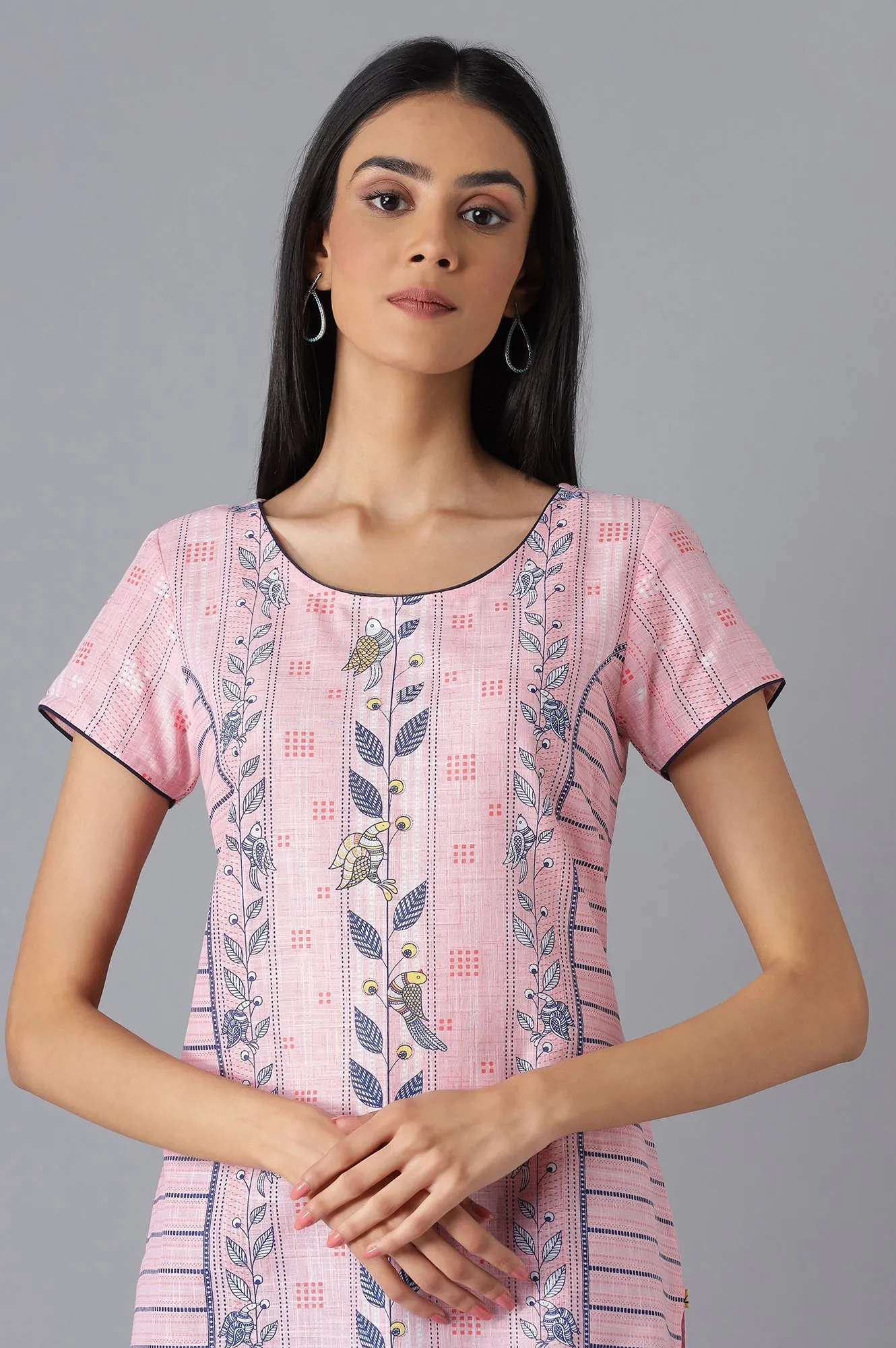 Pink Moder Ethnic Kurta & Culottes Set
