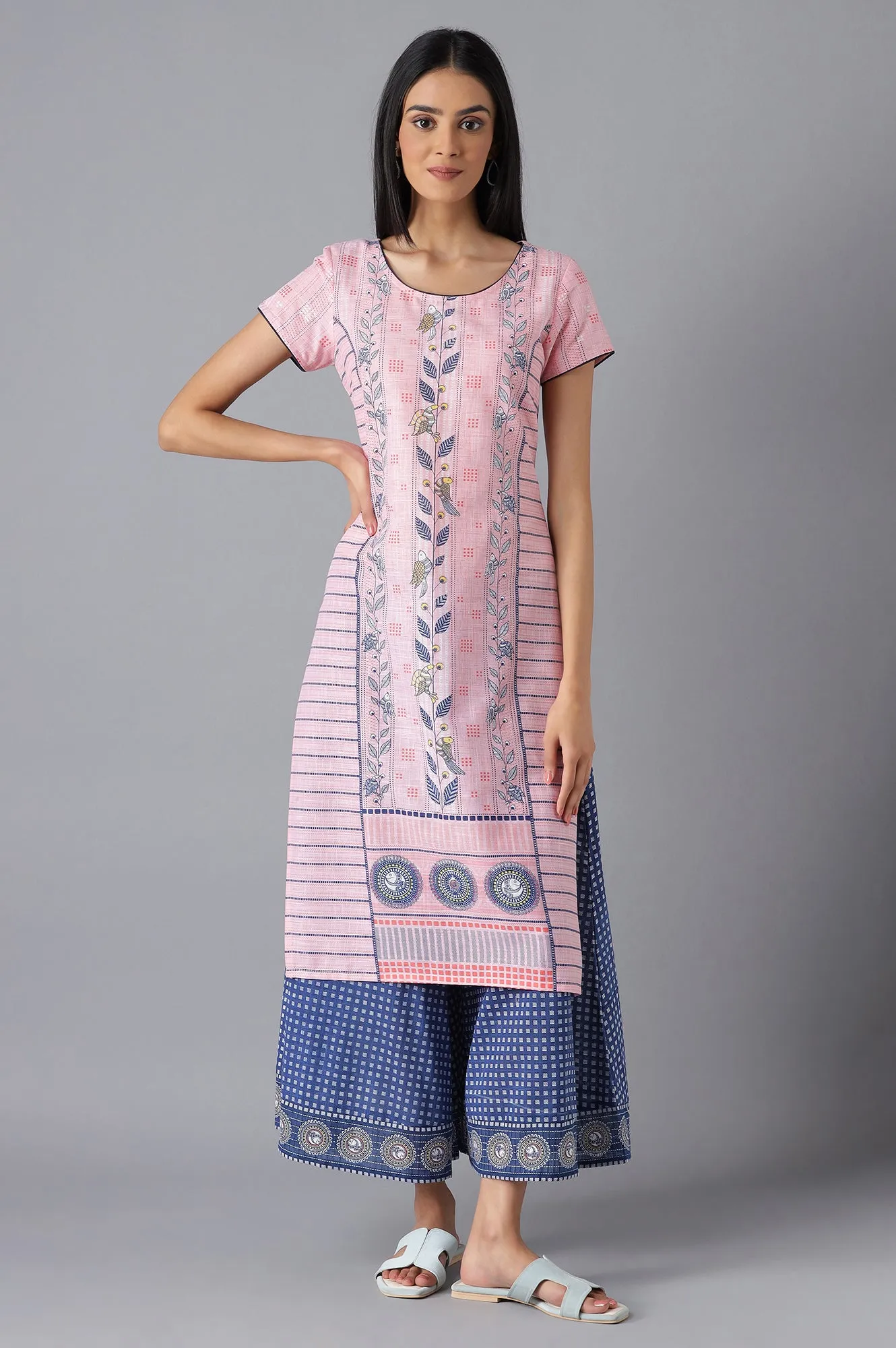 Pink Moder Ethnic Kurta & Culottes Set