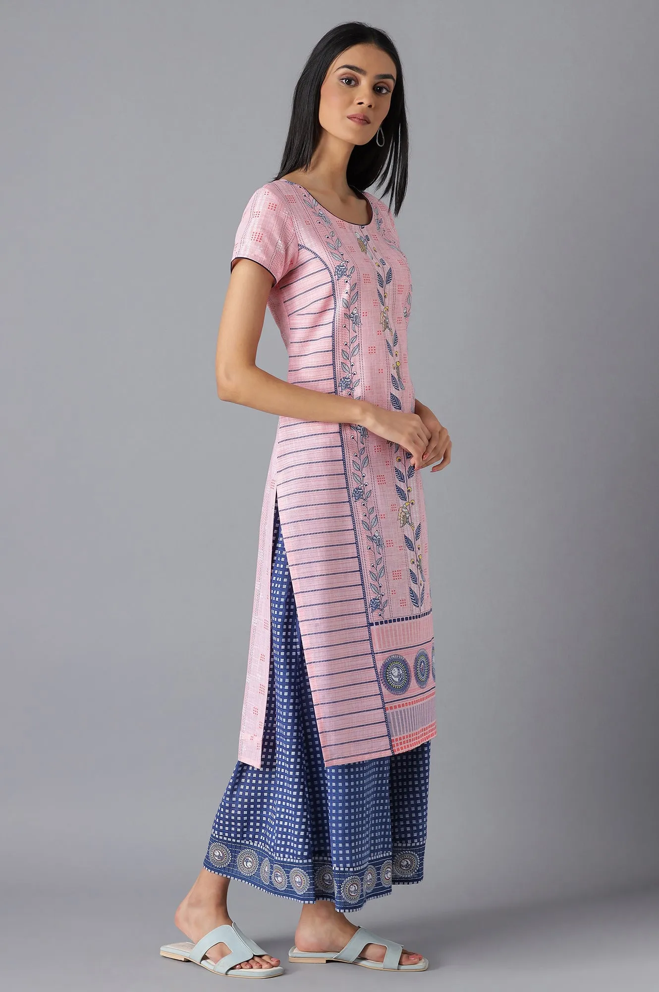 Pink Moder Ethnic Kurta & Culottes Set