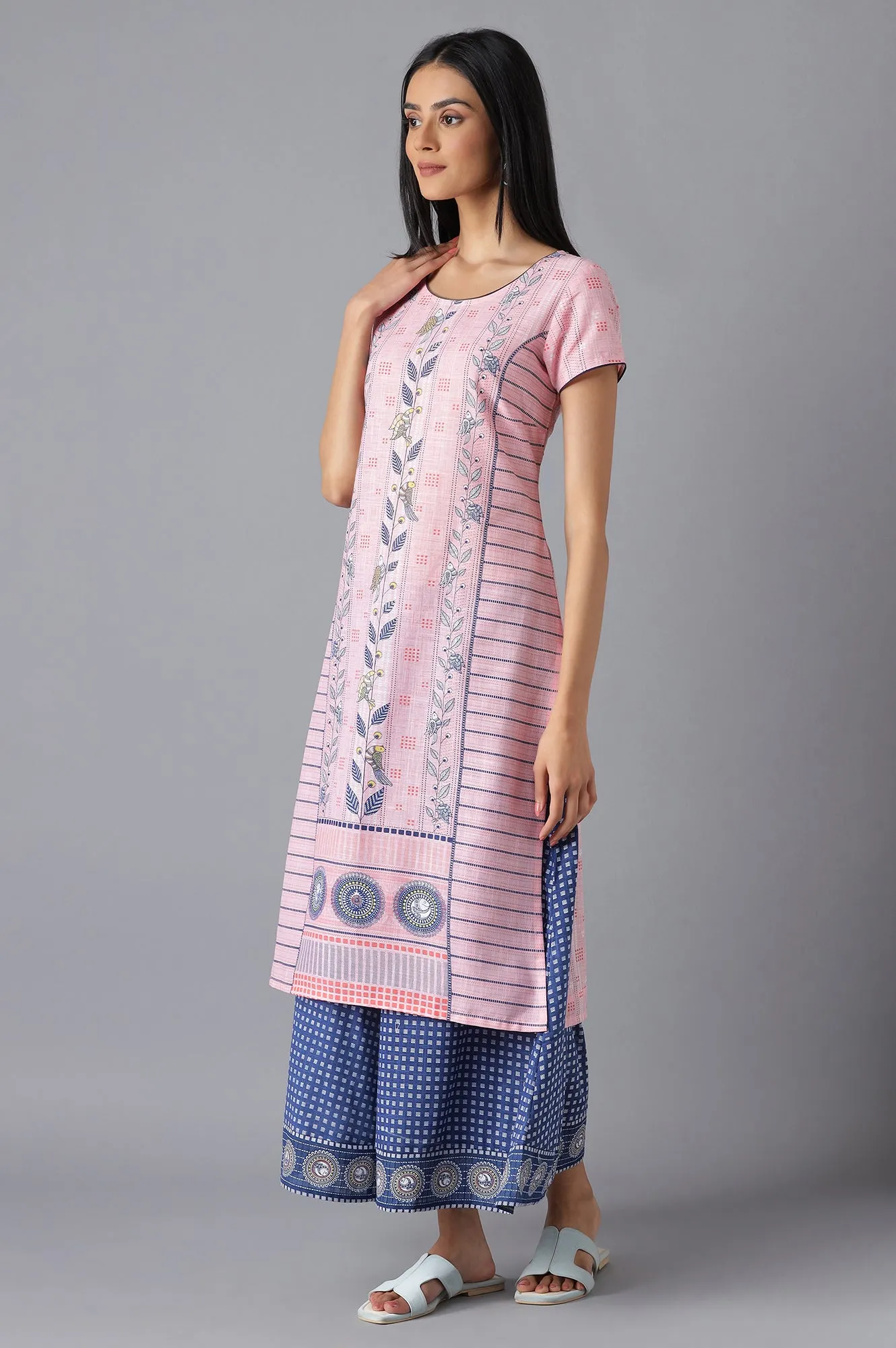 Pink Moder Ethnic Kurta & Culottes Set