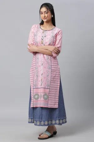 Pink Printed Kurta, Culottes & Dupatta Set