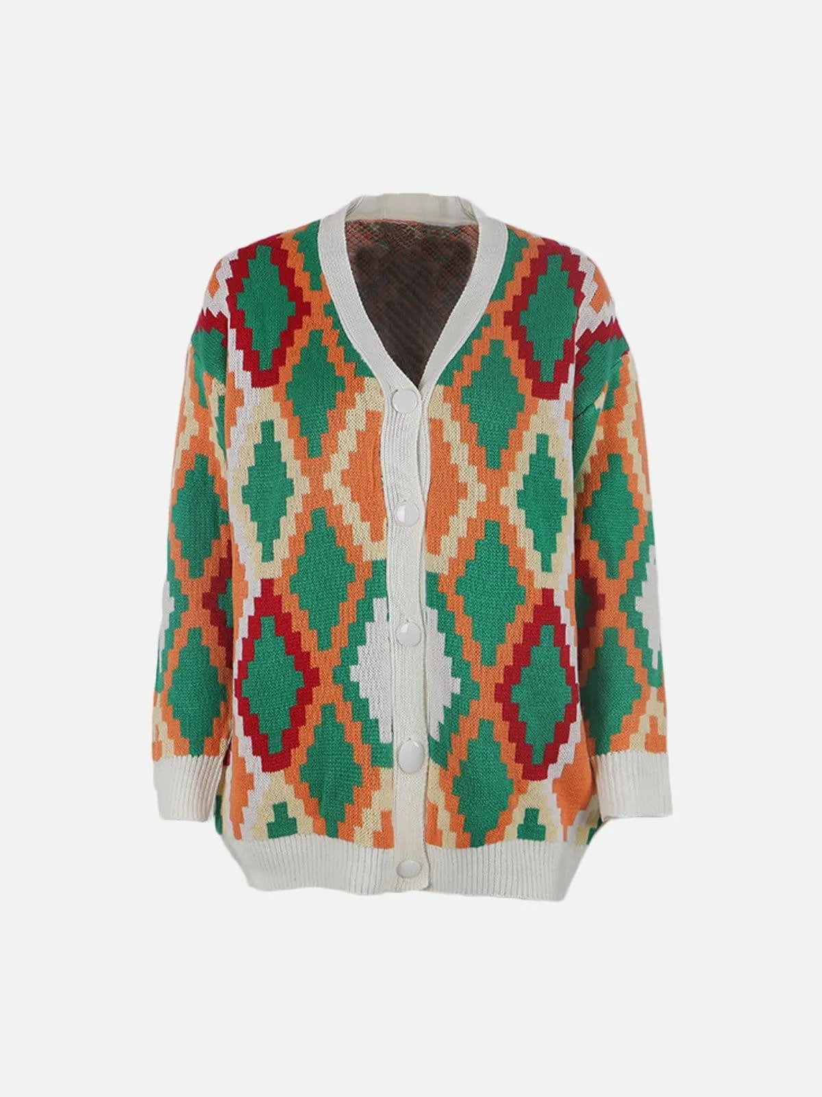 Pixel Plaid Cardigan Sweater