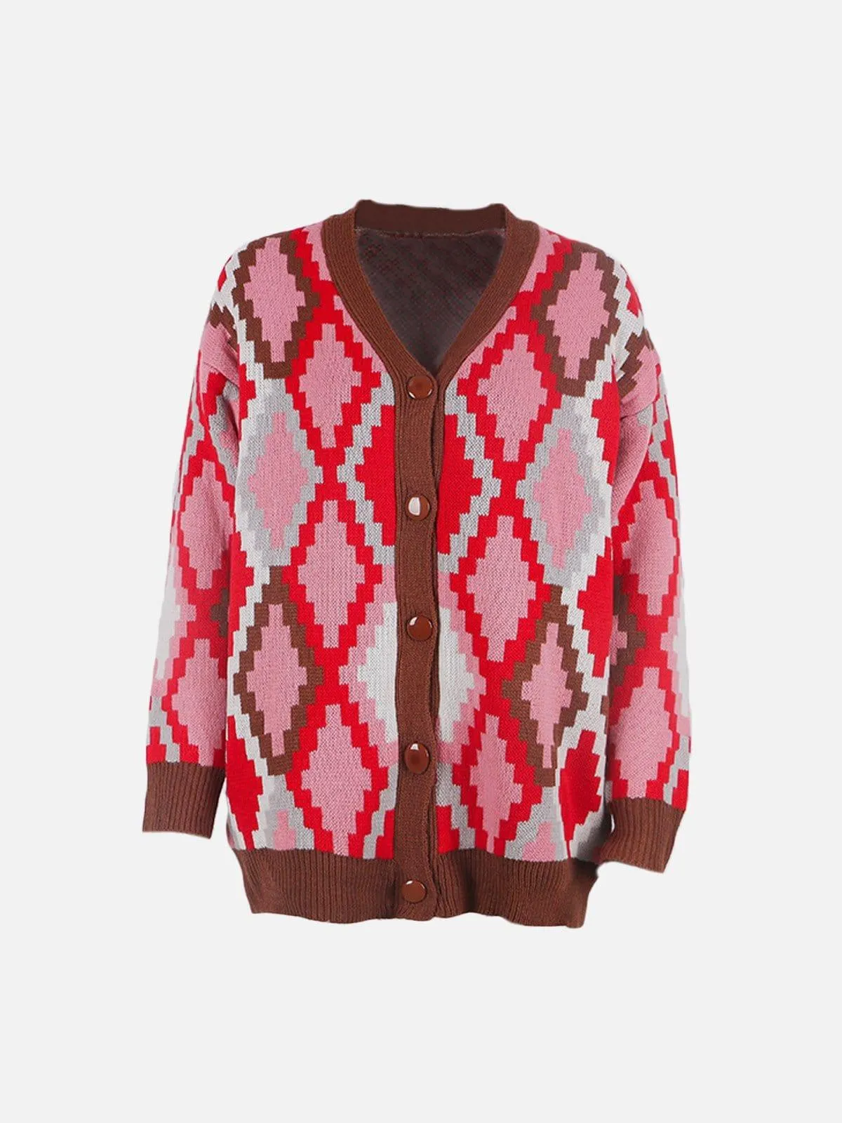 Pixel Plaid Cardigan Sweater
