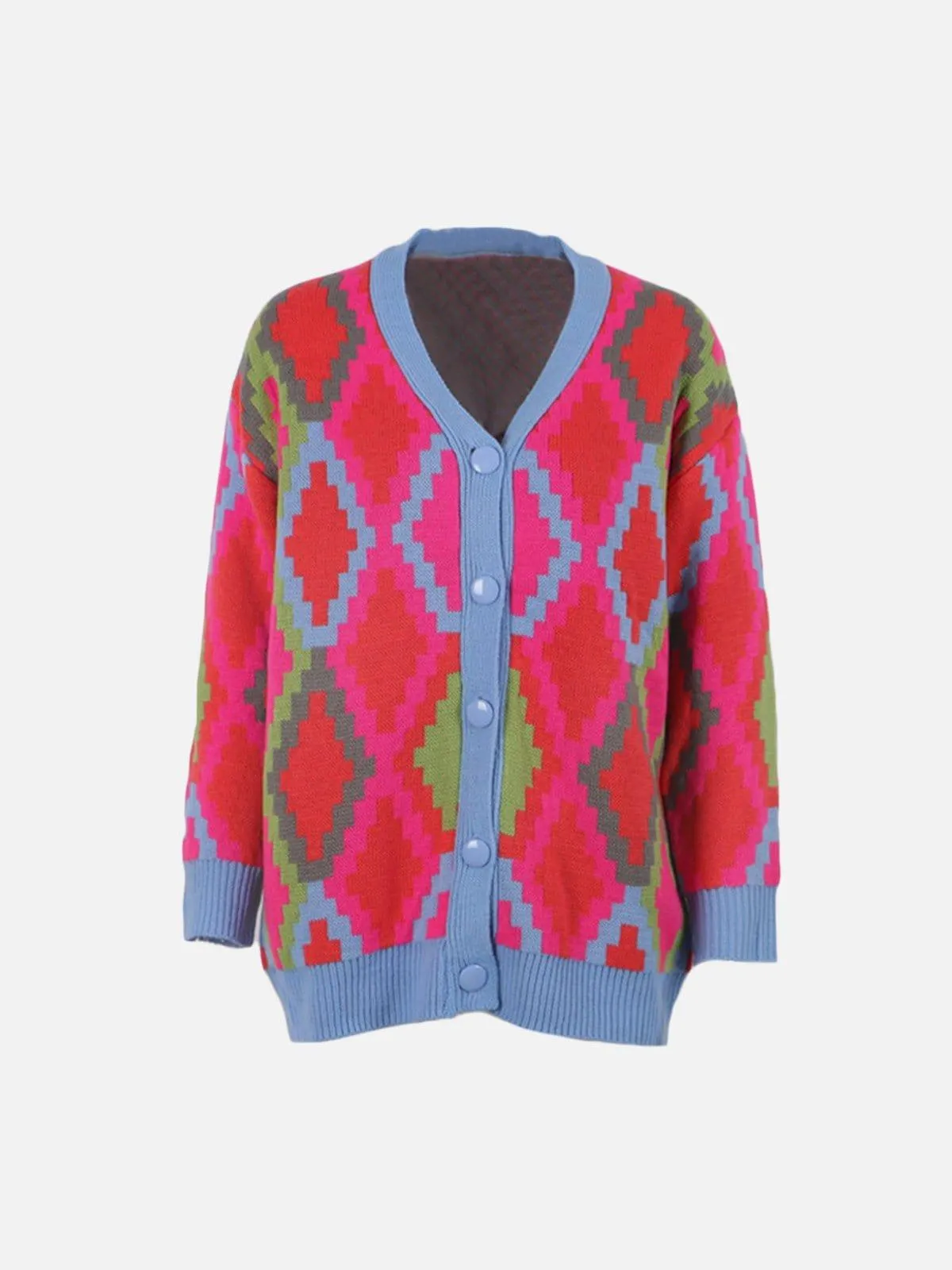 Pixel Plaid Cardigan Sweater