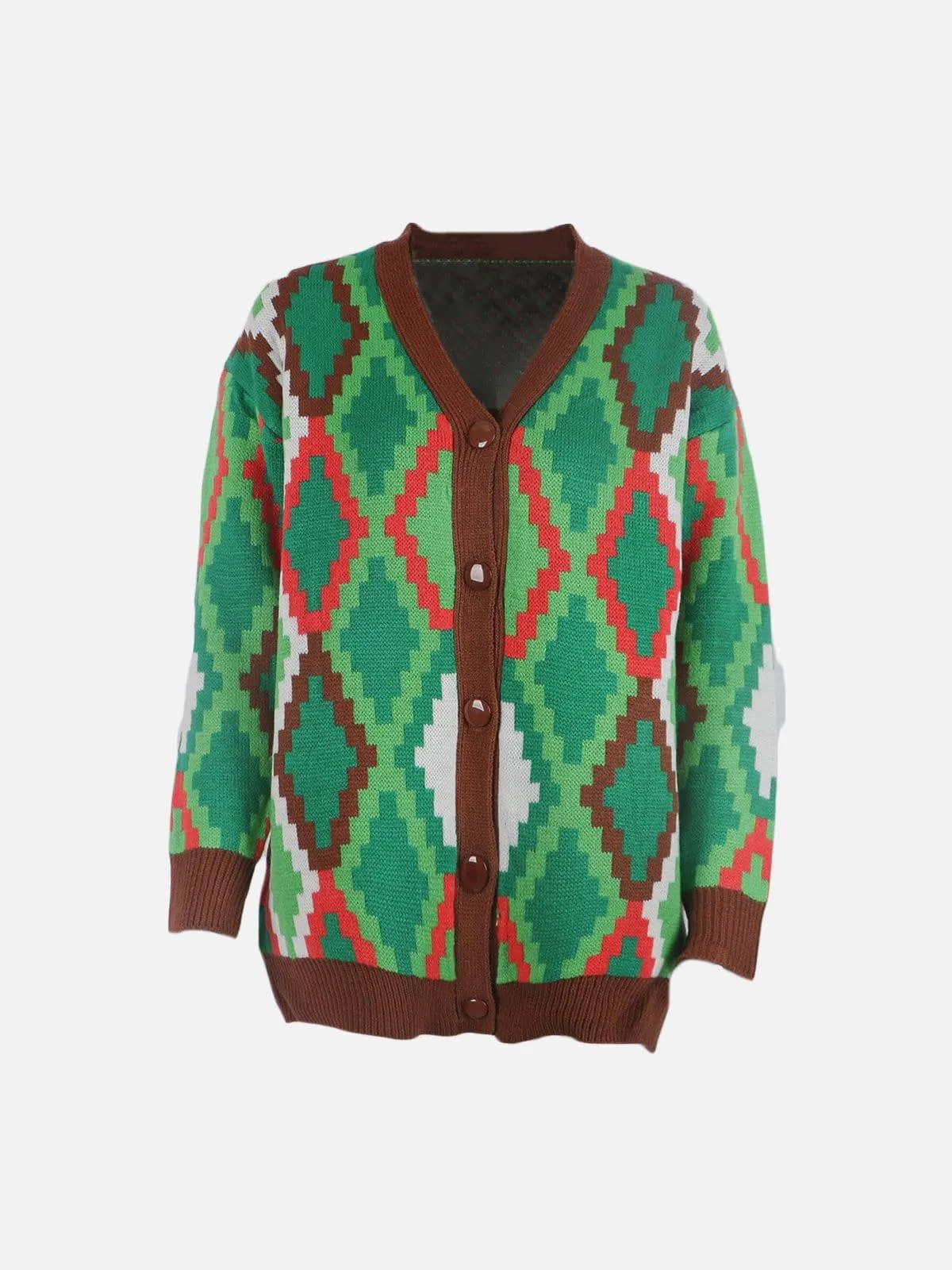 Pixel Plaid Cardigan Sweater