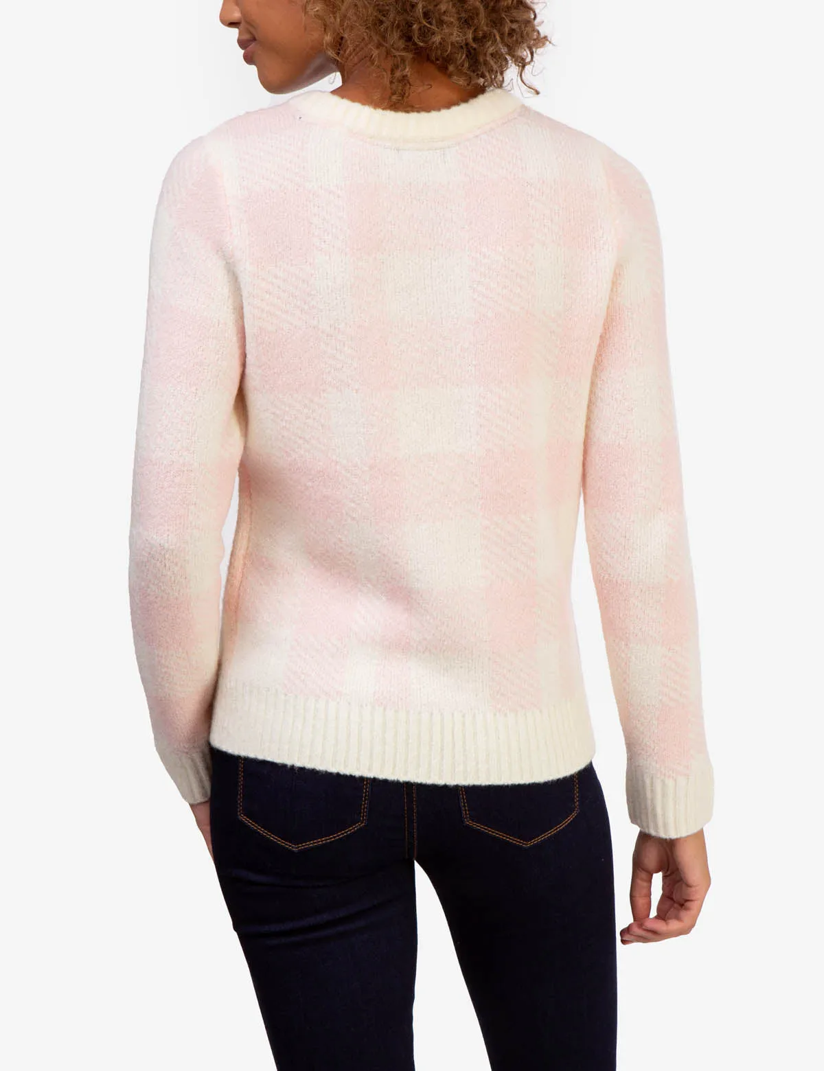PLAID CREW NECK SWEATER