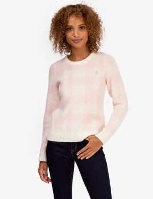 PLAID CREW NECK SWEATER
