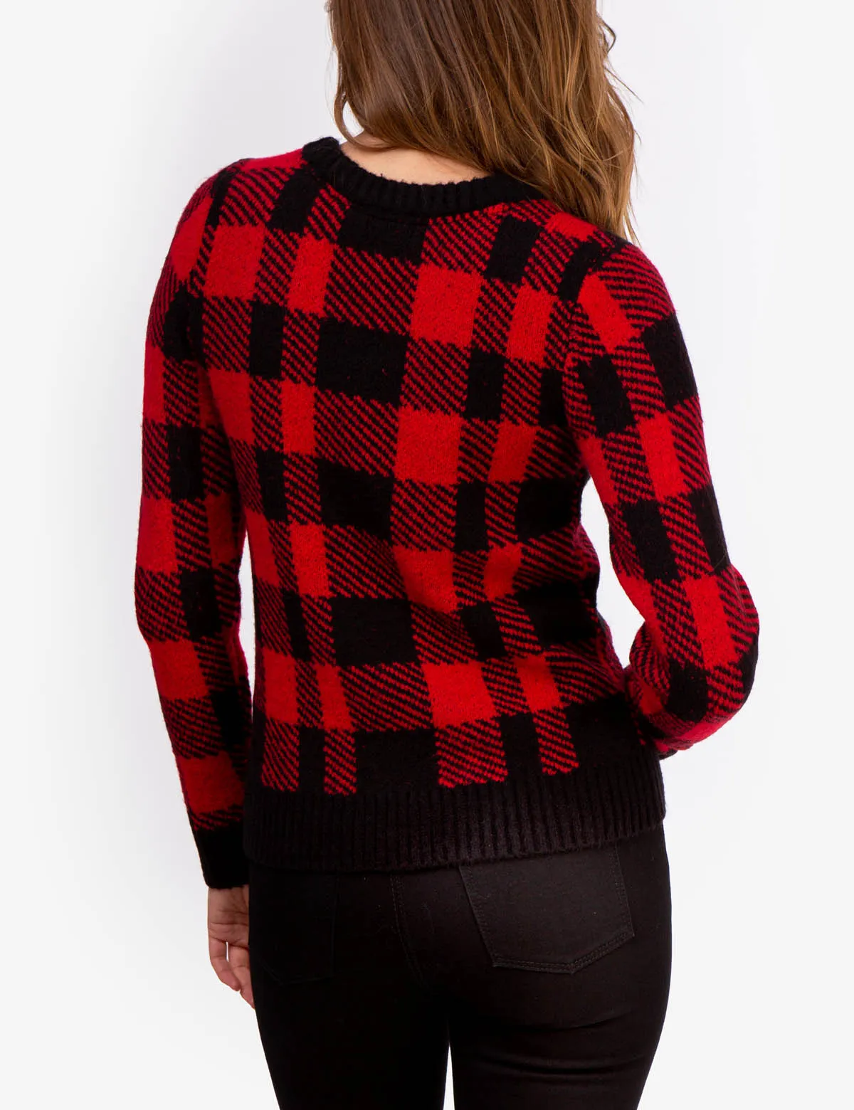 PLAID CREW NECK SWEATER