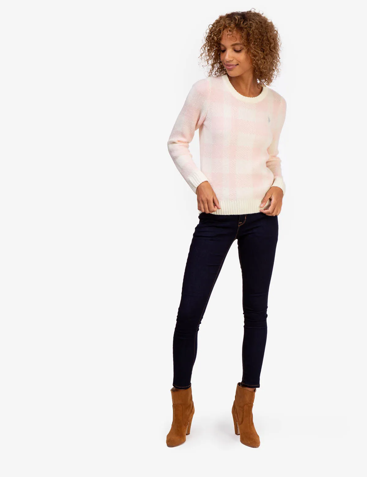 PLAID CREW NECK SWEATER