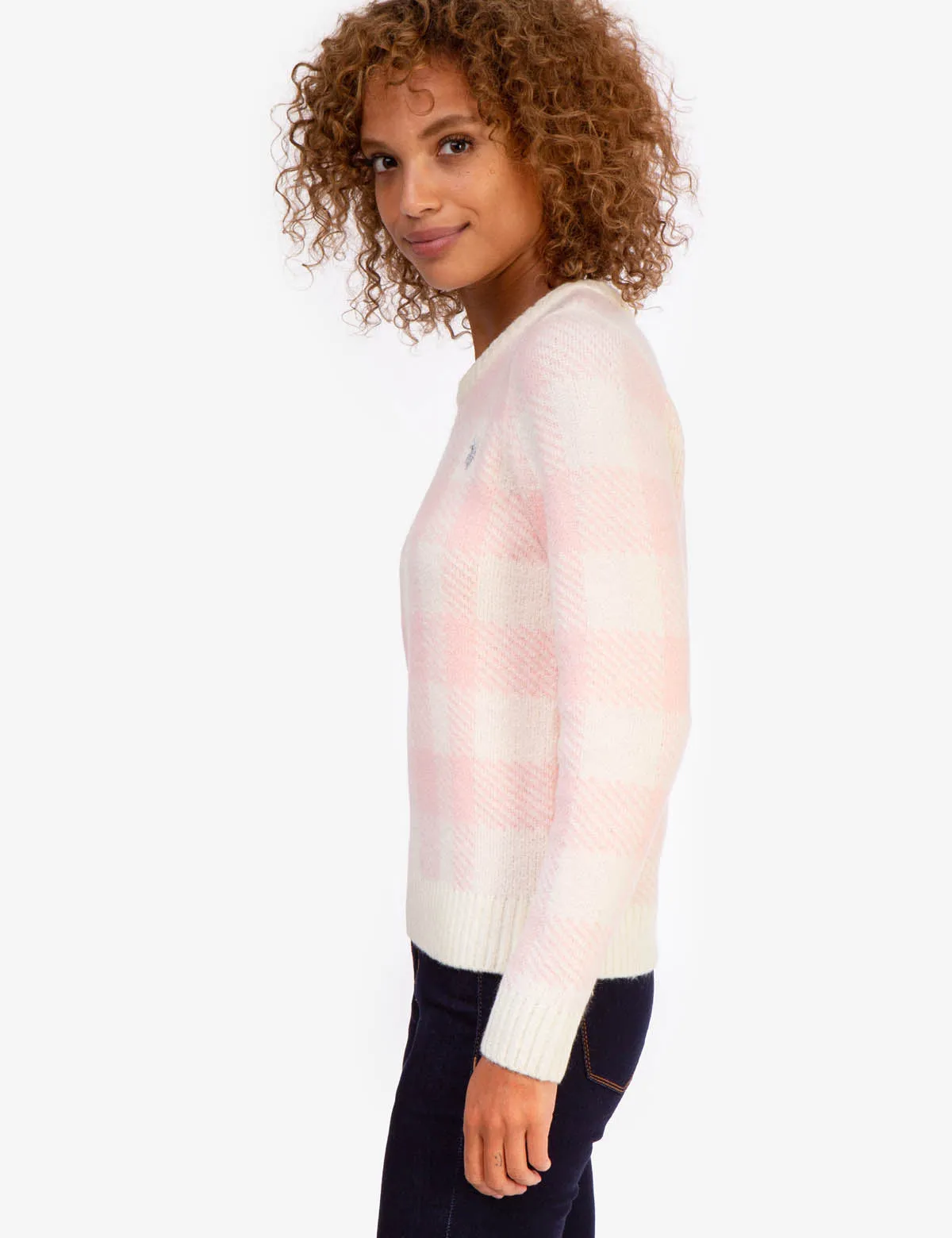 PLAID CREW NECK SWEATER
