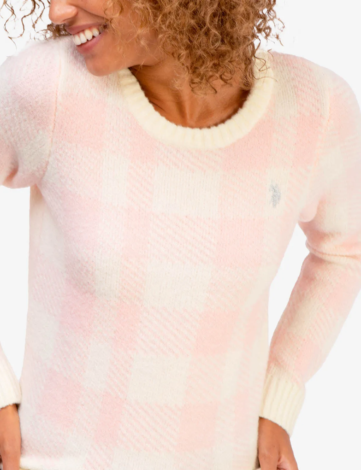 PLAID CREW NECK SWEATER