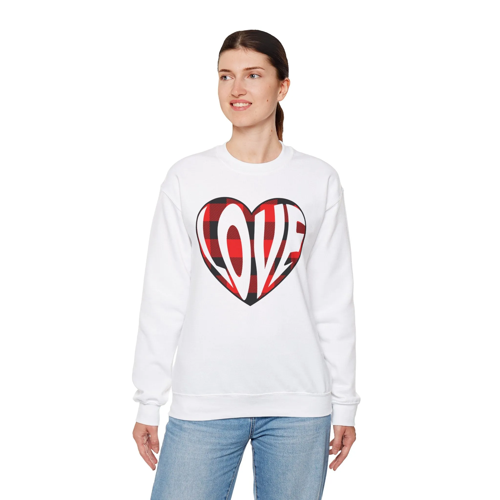 Plaid Heart - Valentine - Heavy Blend™ Crewneck Sweatshirt