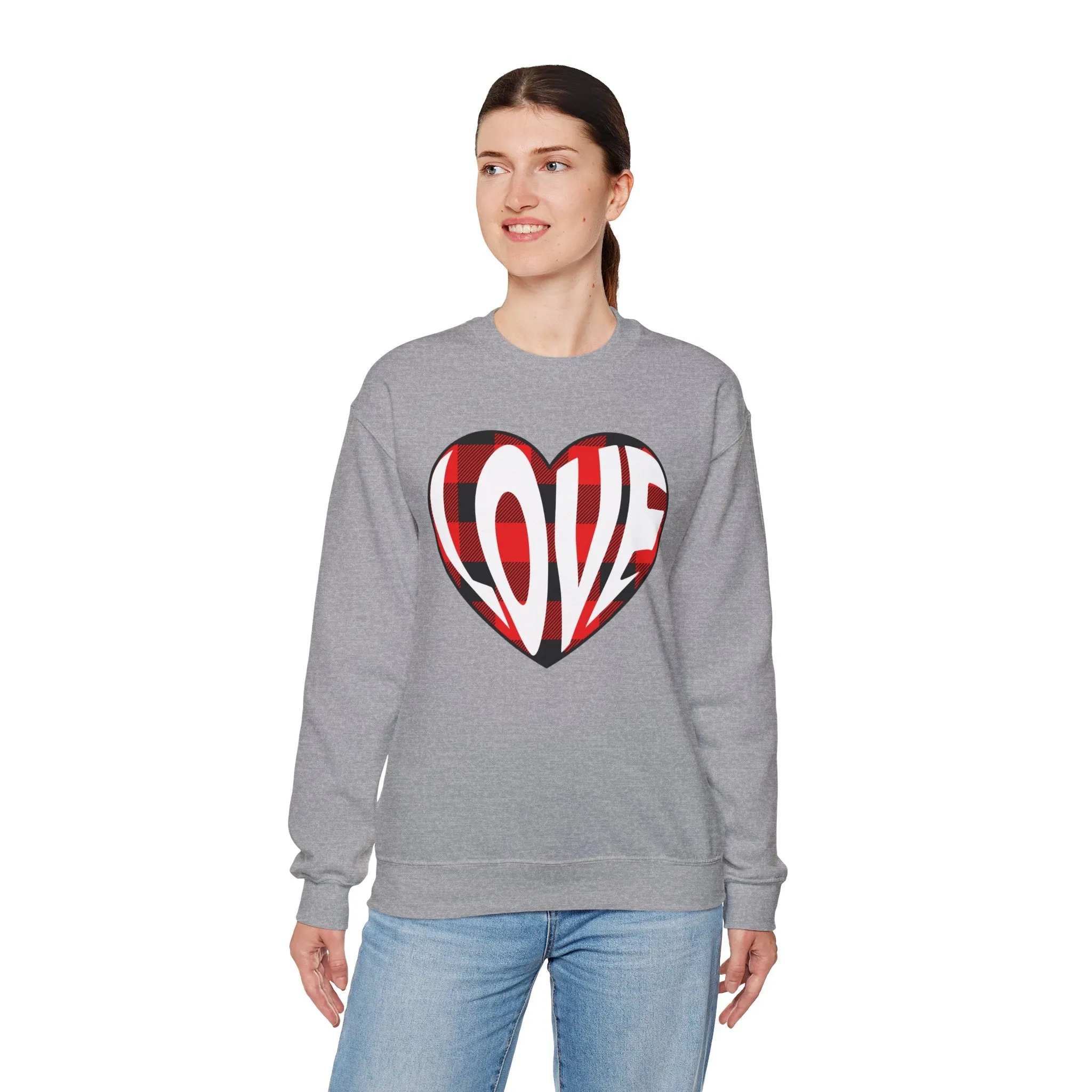 Plaid Heart - Valentine - Heavy Blend™ Crewneck Sweatshirt