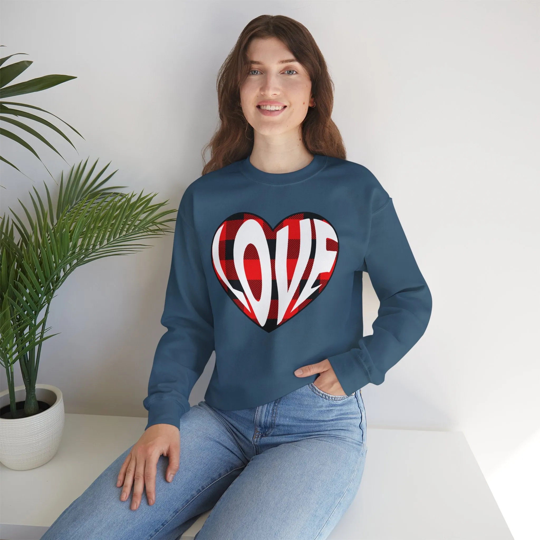 Plaid Heart - Valentine - Heavy Blend™ Crewneck Sweatshirt