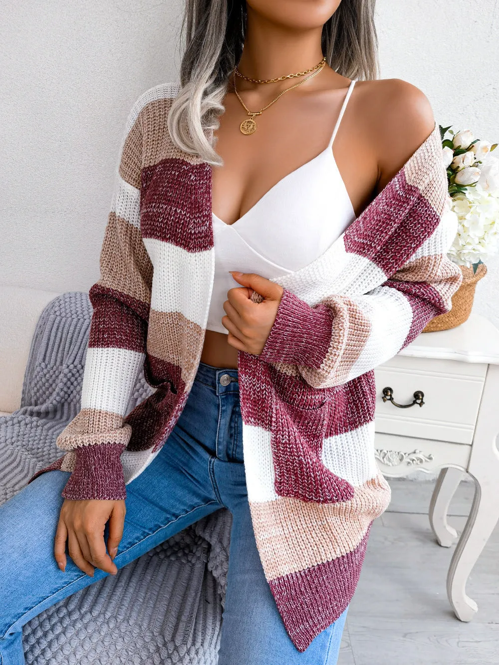 Plaid Sweater Cardigan