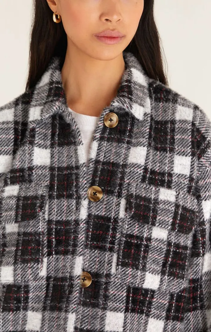 Plaid Tucker Jacket In White by Z Supply ZJ214623