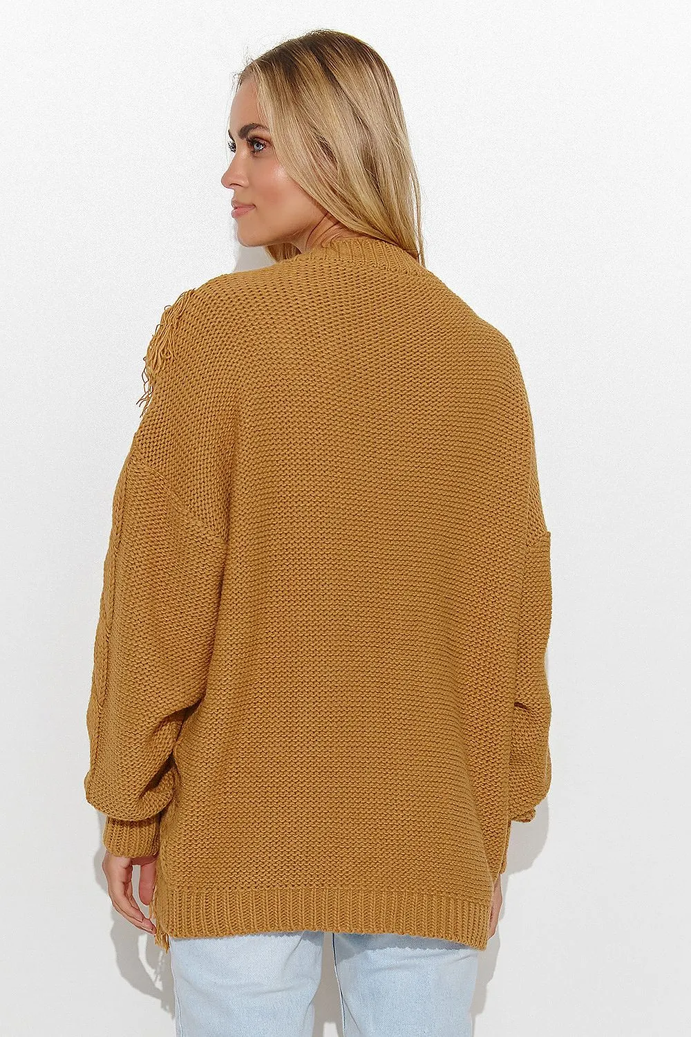 Plaid Weave Heart-Neck Sweater