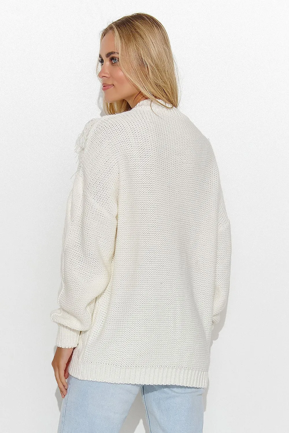 Plaid Weave Heart-Neck Sweater