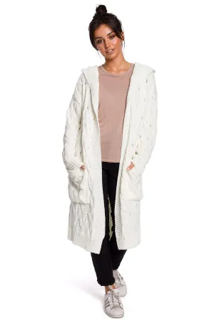 Plaid Weave Long Cardigan with Hood