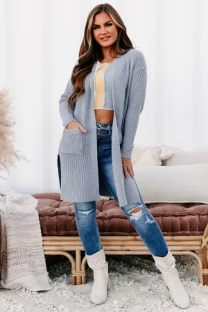 Planning Ahead Open Front Knitted Cardigan (Heather Grey)