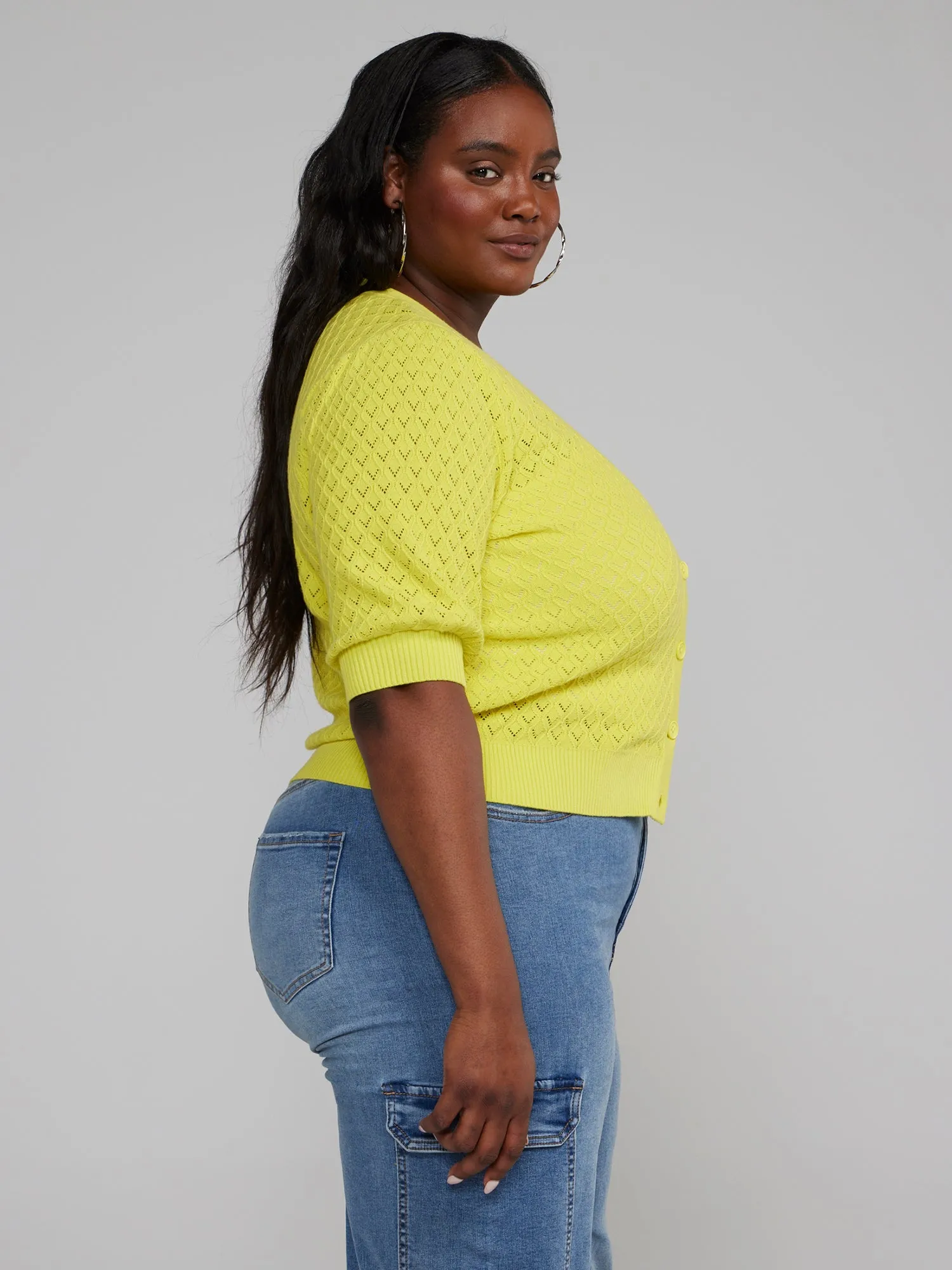 Pointelle Knit Cardigan